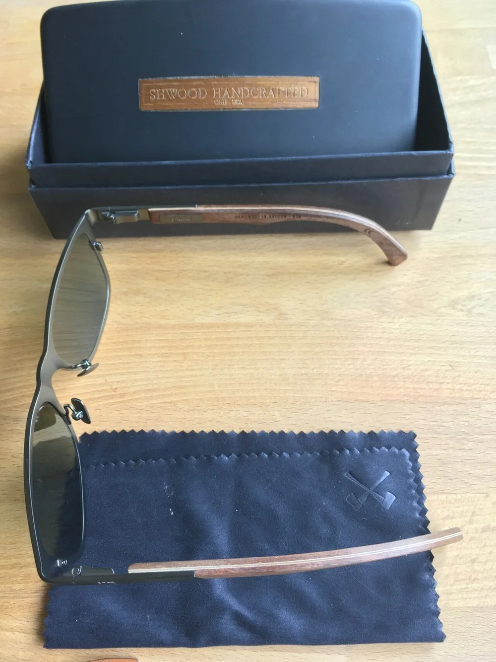 Shwood Handcrafted Canby Titanium and Walnut Polarized Men’s Sunglasses w/case
